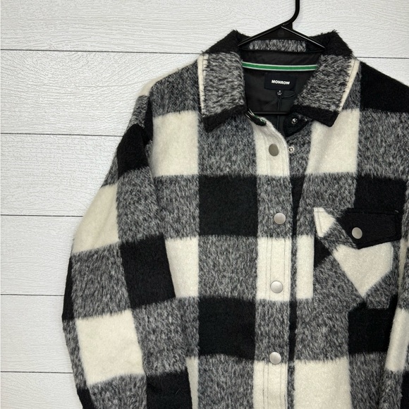 Monrow Plaid Flannel Jacket Shacket Size Medium NWT - Picture 8 of 8